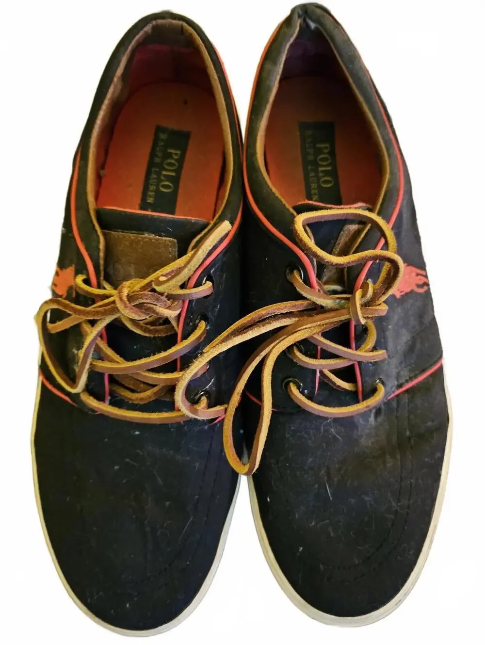 POLO RALPH LAUREN Shoes Size 12 Mens - BLACK Red Pony Logo - used see pics